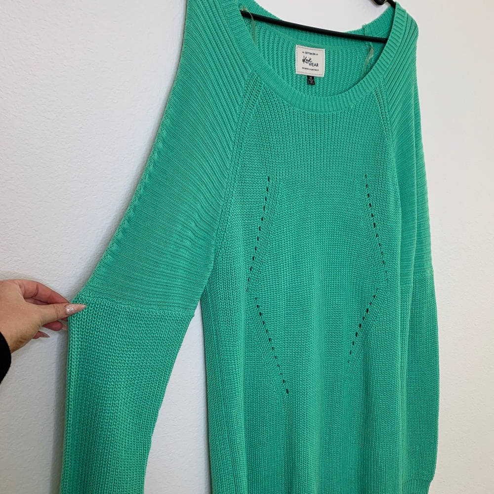 Green knit sweater cotton on